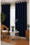 Navy Blue Velvet Rustic Velvety Fabric Curtain - 3
