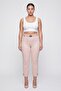 Women's Powder Summer Slim Pants with Belt and Embroidery Detail