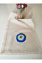 100% Handmade Embroidered Vintage Laced Natural Linen Fabric with Evil Eye Beads Themed 30X90 cm Runner - 4