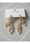 Double Leaf Rhinestone Stone Pearl Pendant Earrings |   Gold Color Plated Evening Dress Gift - 2