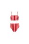Maria Red Stripe Kids Bikini with Gold Chain Straps