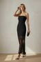 Black Strapless Lace Detailed Knitwear Dress - 4