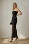 Black Strapless Lace Detailed Knitwear Dress - 5