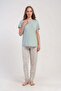 Round Neck Short Sleeve Pajama Set Light Green-512177 - 5