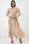 Women's Belted Hijab Dress 2589 - Yellow - 2