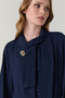 Brooch Detailed Belted Navy Blue Giy Çık 0391 - 5