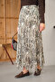 Women's Ethnic Floral Pattern Chiffon Skirt Brown