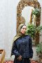 Noa Motif Patterned Shawl - Khaki-Navy Blue - 3