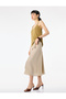 Textured Binding Detailed Double-Breasted Midi Skirt - 2