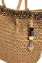 Women's Tan Leopard Detailed Straw Shoulder and Beach Bag - 5