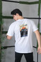 Unisex Crew Neck Printed Oversize T-Shirt - White - 3