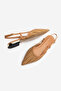 Women's Pointed Toe Hand Knitted Gold Metal Heel Open Back Strap Ballerinas Retas Taba - 8