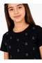Pink 15205-26 Girl's Black Stone Detailed Basic T-Shirt Daily Comfortable Stylish Cotton T-Shirt - 7