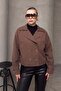 Double-Breasted Oversize Jacket Brown 8278