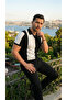 Men's Short Sleeve Polo Collar Block Print Knitwear Blouse