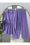 Buttoned Trousers Suit with Detailed Pieces Purple - 2