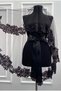 Black Bridal Veil Set, Embellished with Sparkling Sequins and Crystal Glass Beads, Henna Night Veil 6 Pieces - 3