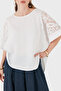 Relaxed Fit Lace Detailed Linen Blouse Bluz 7222L