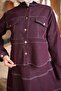 Plum Stitching Detailed Jacket and Skirt Set - 5