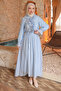 Baby Blue Elastic Waist Ruffle Dress - 2