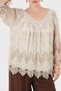 Lace Paneled and Stone Detailed V-Neck Blouse Bluz 6901107 - 6