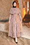 Mink Chiffon Dress with Elastic Waist - 2