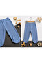 100% Cotton Double Booties Baby Pants Set – Indigo & Light Blue - 2