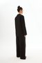 Black Linen Blazer Jacket and High-Waisted Wide-Leg Pants Set - 8