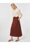 High Waist Rayon Bell Skirt Red Brown - 5