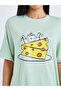 Green Cat Cheese Graphic Sleep T-Shirt Dress - 3