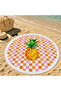 Orange Checkerboard Background Pineapple Patterned 150 cm Round Beach Towel