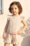 Girl's Top and Bottom Set Summer Ruffle Detailed Heart Embroidered Stone - 3