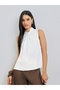 White Knot Detail High Neck Sleeveless Blouse - 3