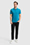Men's Slim Fit Polo Collar Petrol Basic T-Shirt 50322304-Vr102 - 4