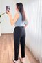 Black Trousers with Leg Detail, Pockets, and Waist Tie - 4