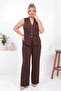 Plus Size Vested Brown Suit - 2