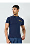 Men Navy Blue Embroidered T-Shirt