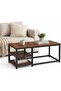 Coffee Table 3-tier 120x60cm - Living Room Table, Tea Table With Steel Frame and 2 Shelves Industrial Design, Scandinavian Style, Easy Assembly, Sofa Table, Side Table