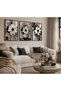 Framed 3-Piece Flower Painting Set Modern Living Room Decoration |   Beige Black Floral Wall Painting - 2