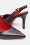 Brown Patent Leather Pointed Toe Open Back Classic Women's Buckle Heeled Shoes - 3