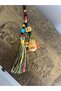 Feng Shui Abundance and Luck Cat Hanging Decoration /Maneki Neko Gold Tasseled Car Mirror Ornament - 5