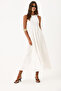 Women's Drawstring Waist Swimsuit Dress 100% Viscose - Ivory - 3