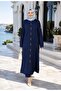 Women's Buttoned Strawberry Fabric Navy Blue Two-Piece Set - 3