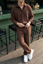 Sonora 100% Cotton Brown Oversize Crinkle Men's Top and Bottom Set - 6