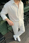 Sonora 100% Cotton White Oversize Crinkle Men's Top and Bottom Set - 4