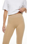 Women's Beige High Waist Seamless Ribbed Waist Tightening Flexible Long Sports Leggings - 2