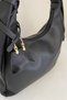 Women's Black Baguette Shoulder Bag with Accessory Detail, Daily Stylish Handbag - 2