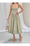 Premium Strappy Midi Dress Elegant Cut High Quality Stylish Design Women's Dress - 2
