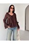Women's Ruffle Collar Lace-Up Detailed Layered Peplum Long Sleeve Chiffon Blouse - 2