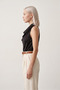Blouse Black Collar Buttoned Sleeveless Sandy Fabric Tank Top |   Women's Daily Casual - 5